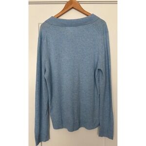 The Commons Johnny Collar Fisherman 100% Cashmere Polo Sweater Light Blue XL NWT